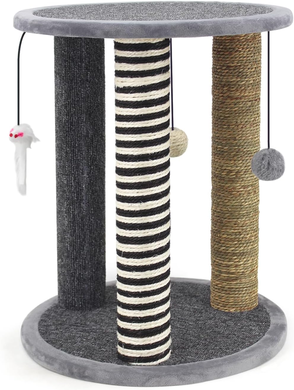 SONGWAY Cat Scratching Post Tree – Cat Tree with 3 Scratching Poles and Dangling Balls, Carpeted Base and Perch, Interactive Scratcher Toy for Indoor Cats Kittens, Grey SONGWAY Cat Scratching Post Tree – Cat Tree with 3 Scratching Poles and Dangling Balls, Carpeted Base and Perch, Interactive Scratcher Toy for Indoor Cats Kittens, Grey