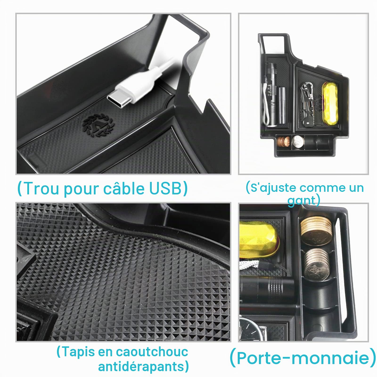 CDEFG Compatible avec Volvo XC60 XC90 V60 S60 V90 S90 2017-2024 2025 Console centrale Accoudoir Boîte à gants Boîte de rangement pour console centrale de voiture Plateau XC60 XC90 Accessoires