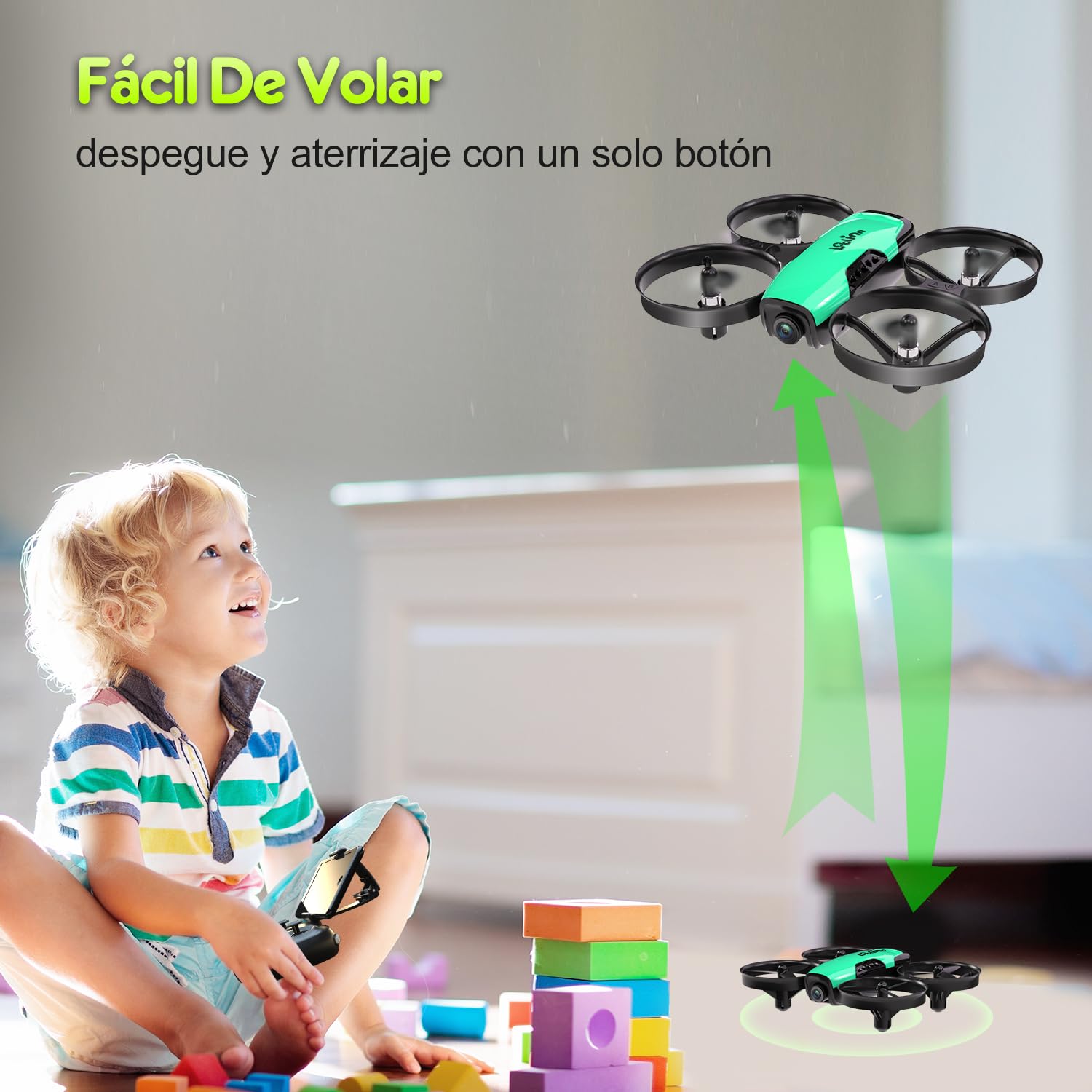 Loolinn | Drones para Niños con Camara Ajustable (8+), Mini Dron con Fotos y Videos, Incluye Dos Baterias, Seguro Para Volar, Fácil De Volar, Certificación Aprobada C0 (Idea para Regalo)