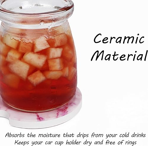 Miniatura 4 de AD Juego de 6 posavasos redondos absorbentes de cerámica con muesca de dedo para una fácil extracción, base de corcho para accesorios de portavasos