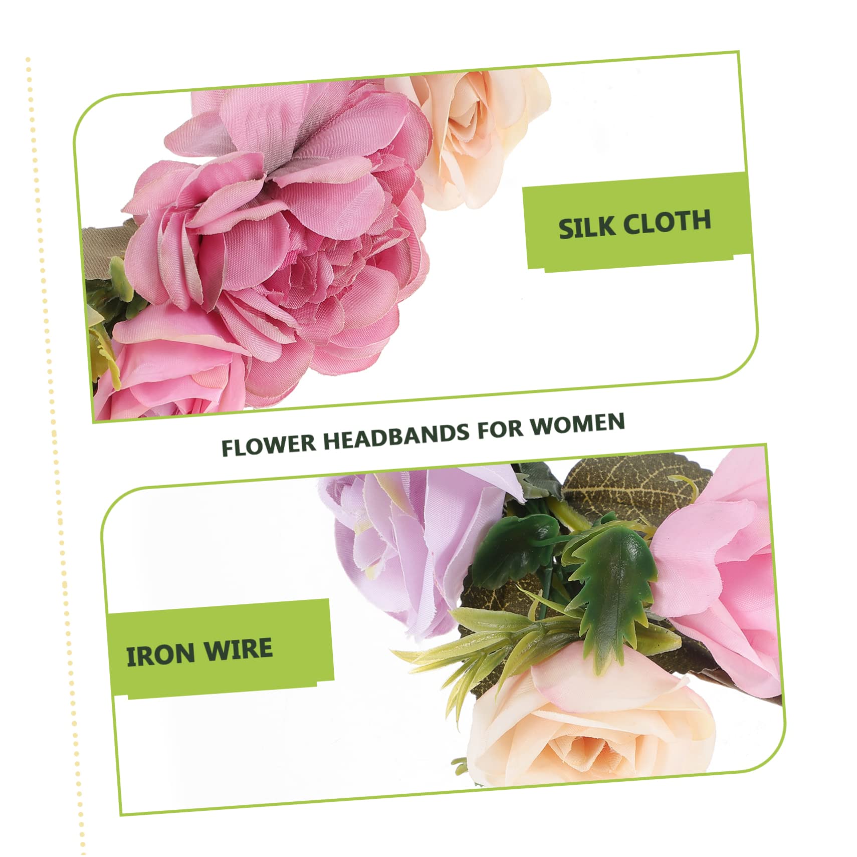 FRCOLOR 5 Stück Braut Stirnband Brautjungfern Haargummi Haarschmuck Für Die Braut Rosen Stirnband Verzierte Stirnbänder Für Frauen Kopfband Tiara Krone Für Mädchen Seidenstoff