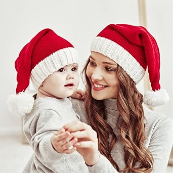 Noel Baba Örgü Şapka Çocuk Yeni Yürümeye Başlayan Bebek Bere Kış Şapkası Yumuşak Sıcak Uzun Kuyruklu Kroşe Örgü Kafatası Şapka Noel Şapkası Kırmızı, R, L