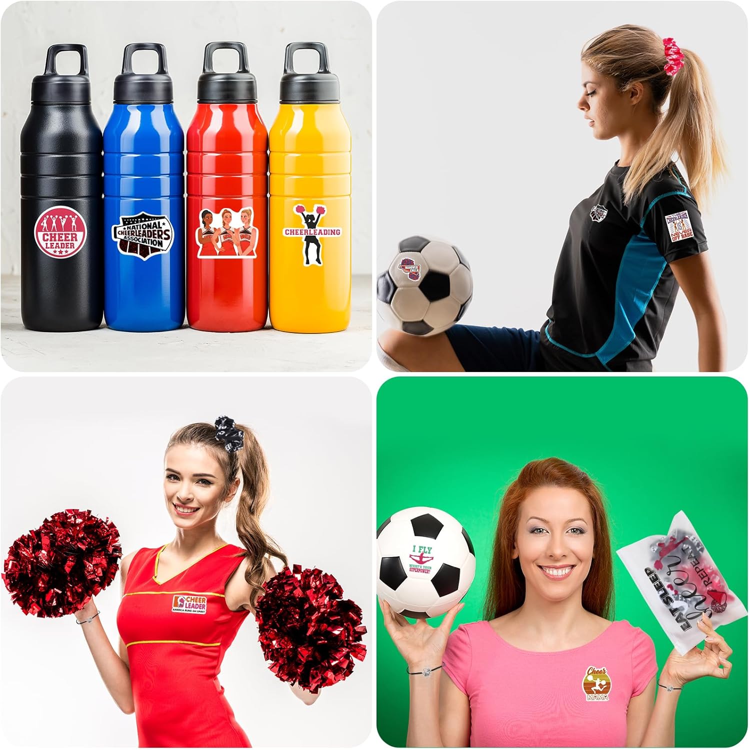 160-Piece Cheerleader Party Favor Set: 20 Cheer Scrunchies, 20 Bracelets, 20 Makeup Bags, 100 Stickers for Sports-Themed Parties - Image 5