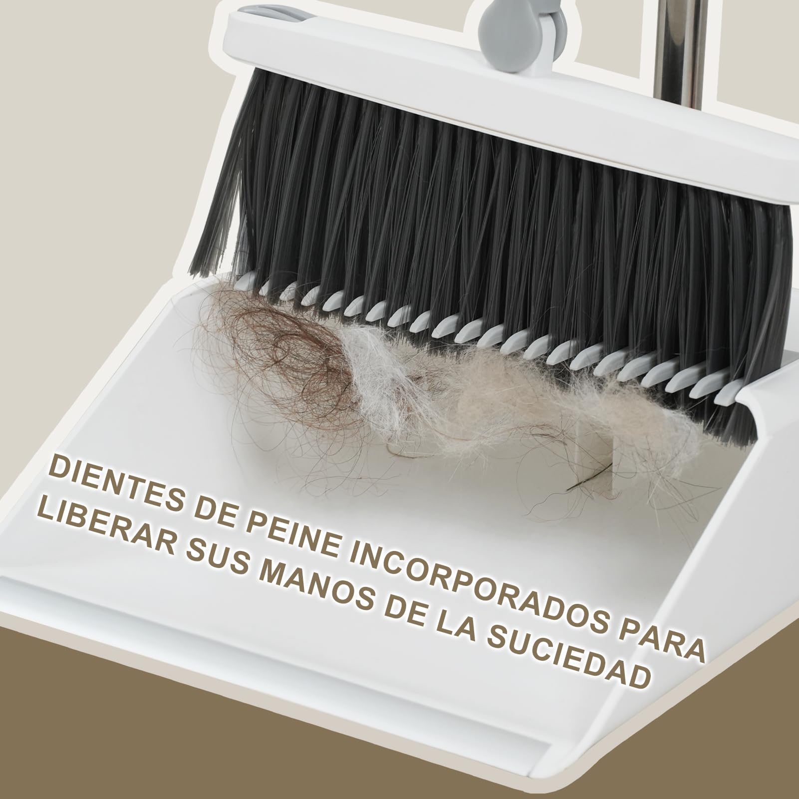 Mitclear Juego de Escoba y Recogedor de Mango Largo, 180° Giratoria, Borde de Aluminio