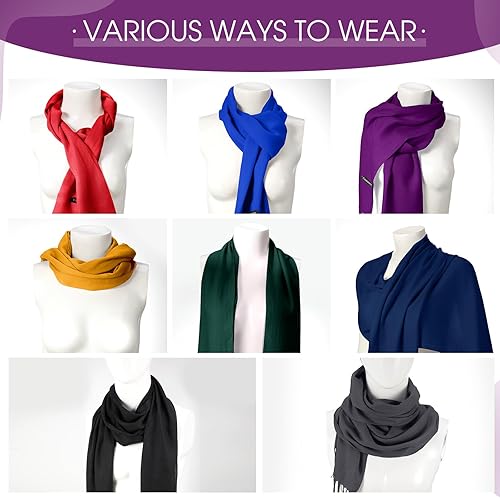 Miniatura 4 de 18 bufandas para mujer, pashmina, manta de cachemira de invierno, chal y envoltura, bufandas grandes y cálidas con borde de borla, 13.8 x 78.8