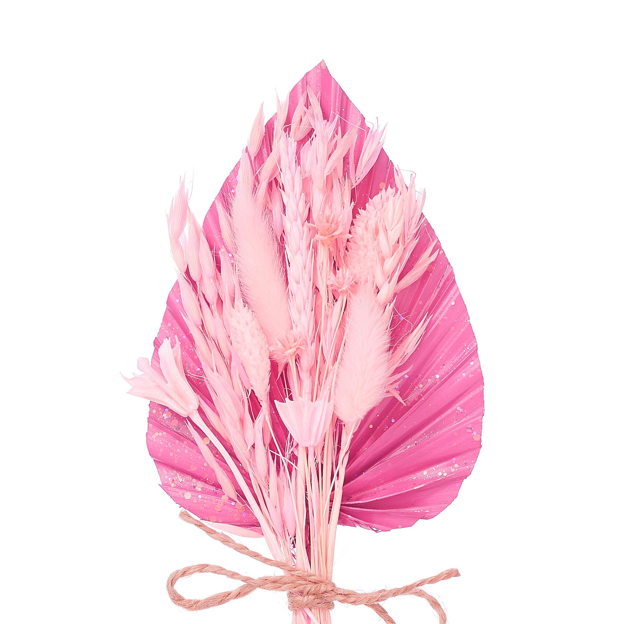 The Baked Studio - Dried Flowers For Cakes Decoration And Crafts With A Pink Glitter Palm Spear (Pastel Pink Glitter)