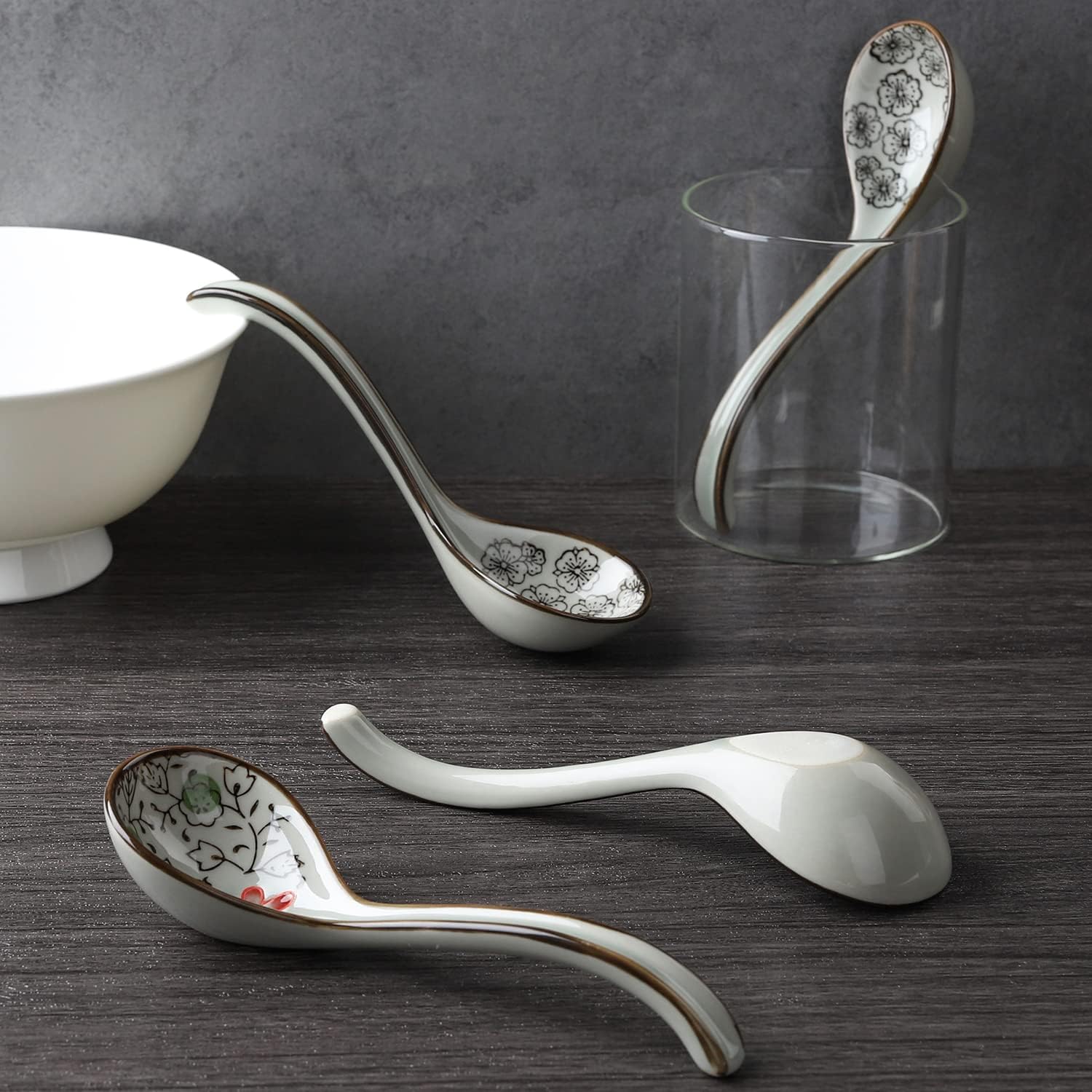 Soup Spoons Set of 4 Ceramic Japanese Soup Spoon Porcelain Asian Soup Spoon
