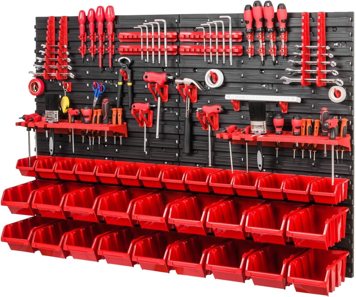 WALL MOUNTED TOOL PEG BOARD SET GARAGE STORAGE BINS WORKSHOP RACK SHED ORGANISER 50 MODELS VARIOUS SHAPES AND LAYOUTS SMALL MEDIUM LARGE (Model 8)