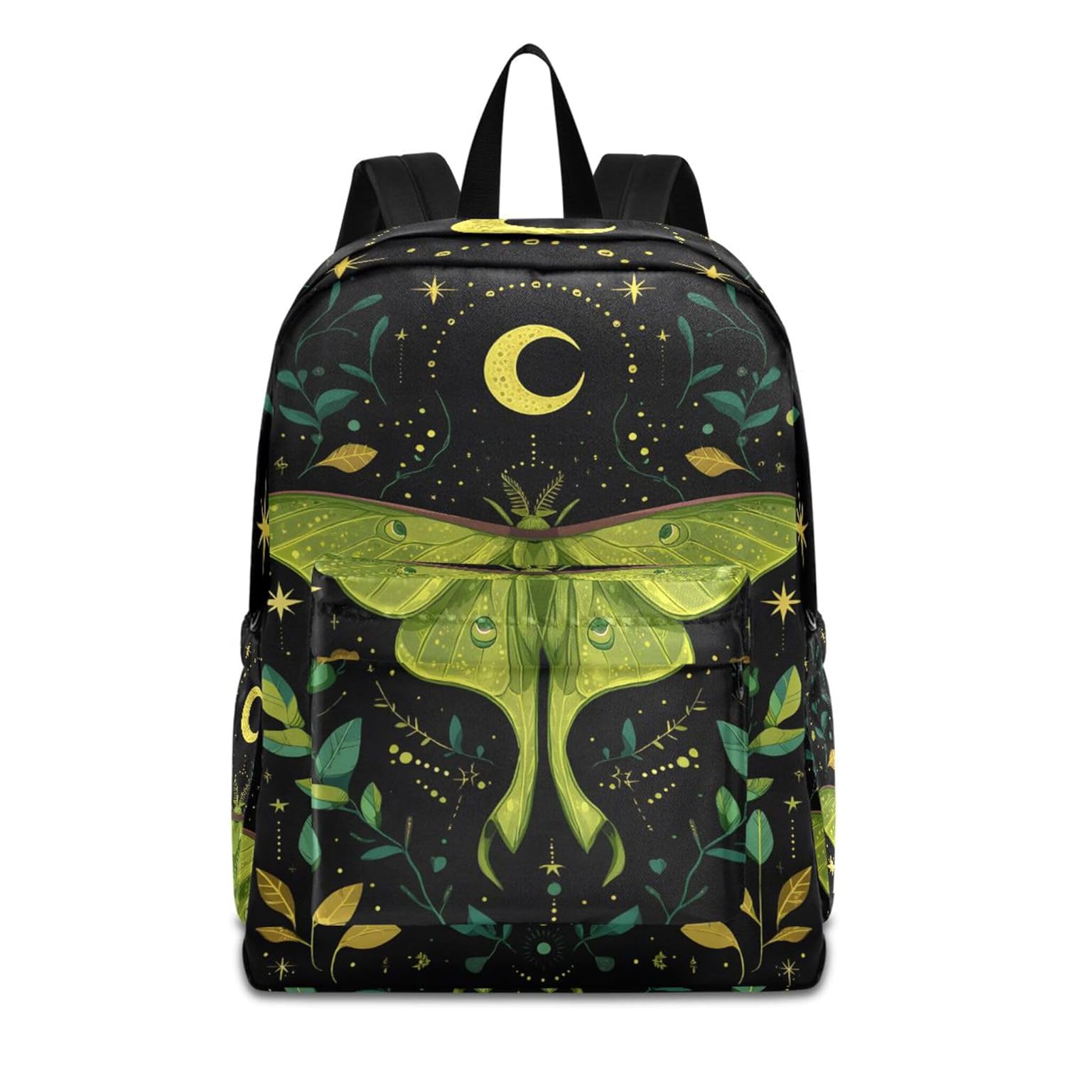 MNSRUU Student Backpack for School Mystical Green Moth Laptop Backpack Aesthetic School Bookbags Casual Daypack Fits 15 6