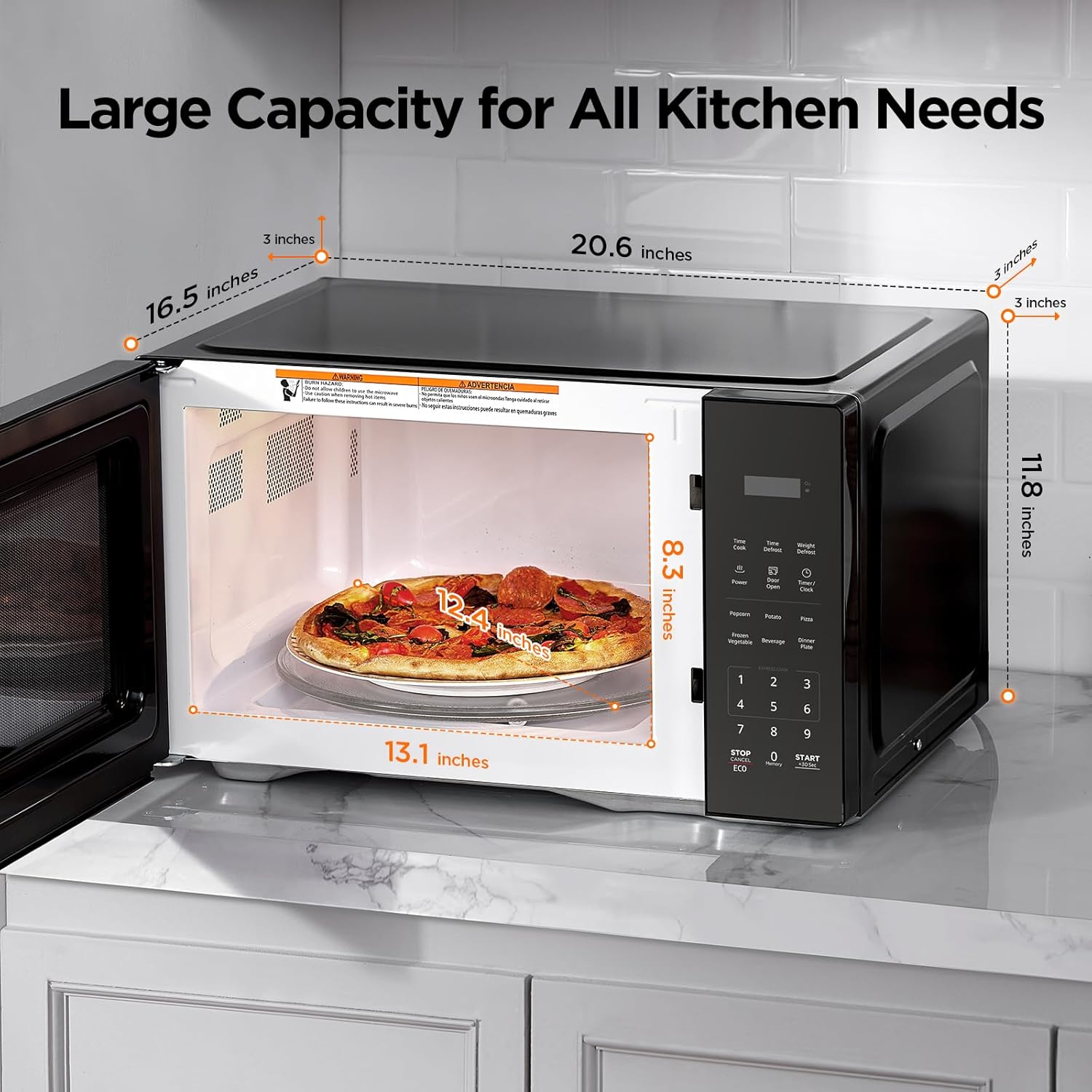 BLACK+DECKER EM0P04P11 Countertop Microwave Oven, 1.1 Cu Ft, 1000W with 6 One-Touch Presets, Express Cooking, 10 Power Levels, and Child Safety Lock, Black