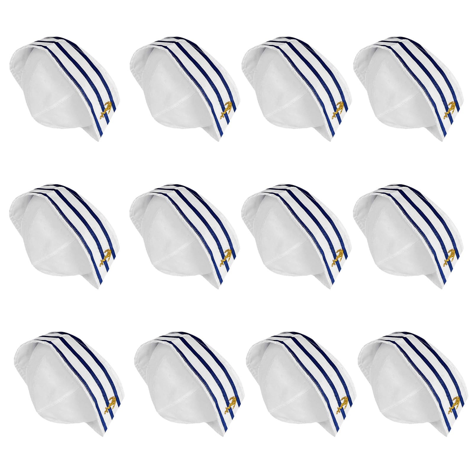 12 Piezas Sombrero Marinero de Rayas Azules y Color Claro, Talla