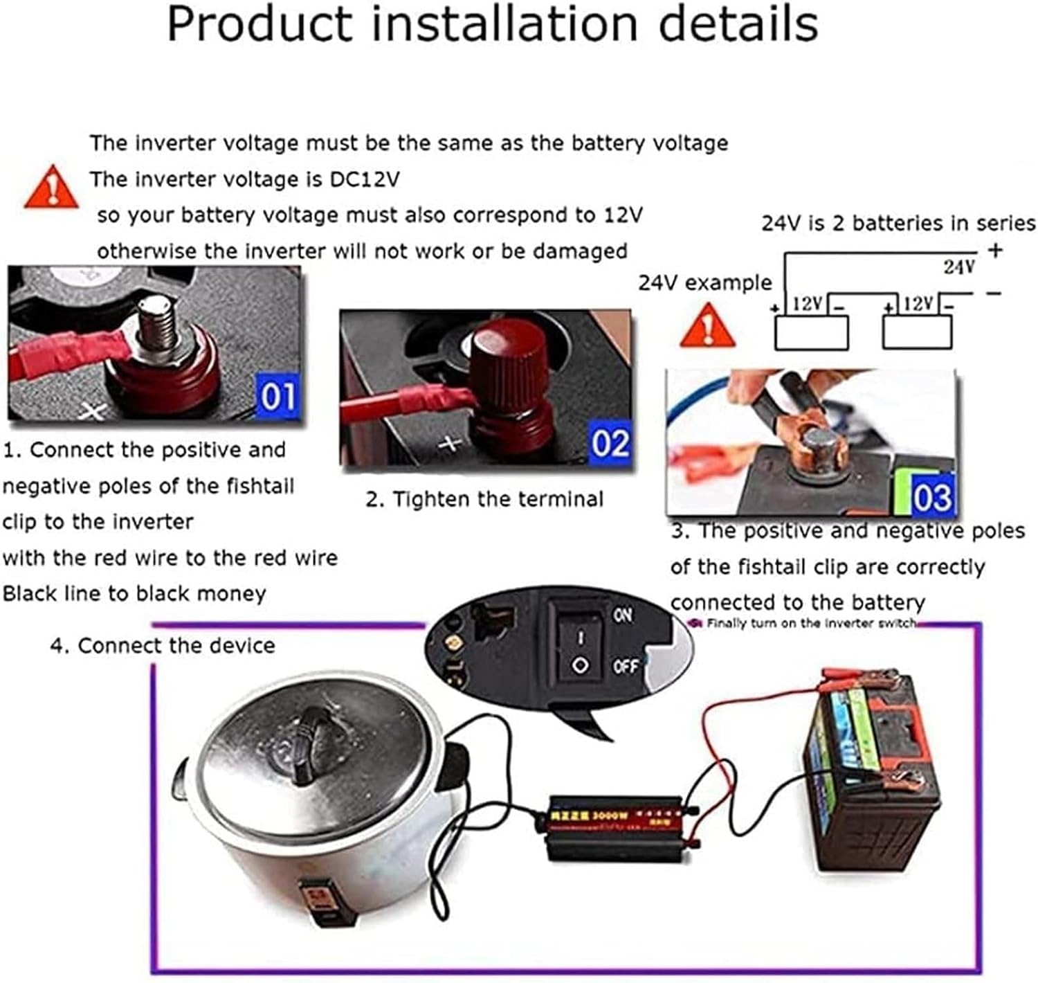 Pure Sine Wave Inverter 8000W/6000W/5000W/4000W DC 12V/24V/48V to AC 110V/220V Voltage Converter with LCD Display for Truck, Boat, Camping, Household, Van