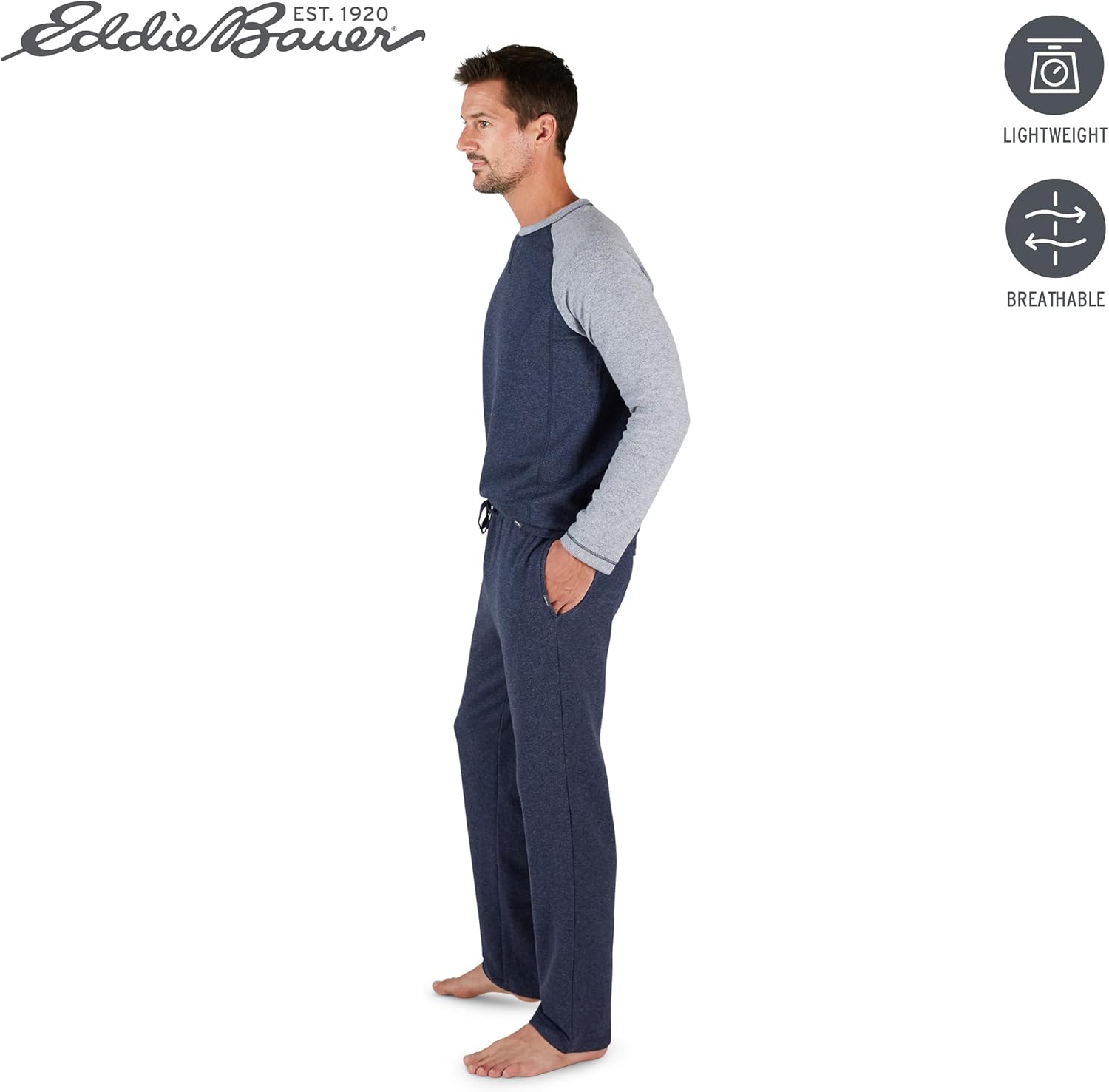 Eddie Bauer Mens Pajamas Set - 2-Piece Ultra Soft Long Sleeve Shirt & Pants Sleepwear | Mens Loungewear Sets - Image 2