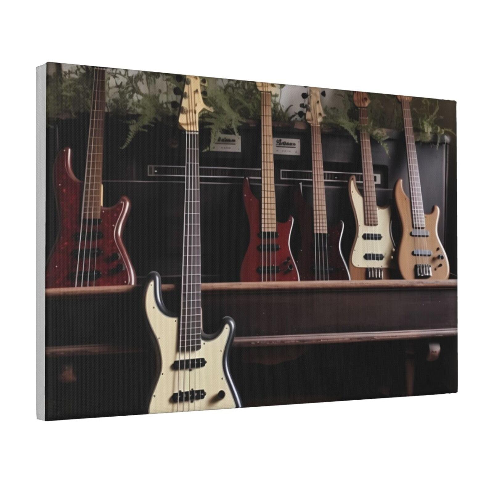Framed Wall Art for Living Room Art Work, Guitar Bass Music Musical Instruments Picture Prints Modern Office Wall Paintings Poster Aesthetic Wall Decorations for Home Decor Ready To Hang 8"x12"