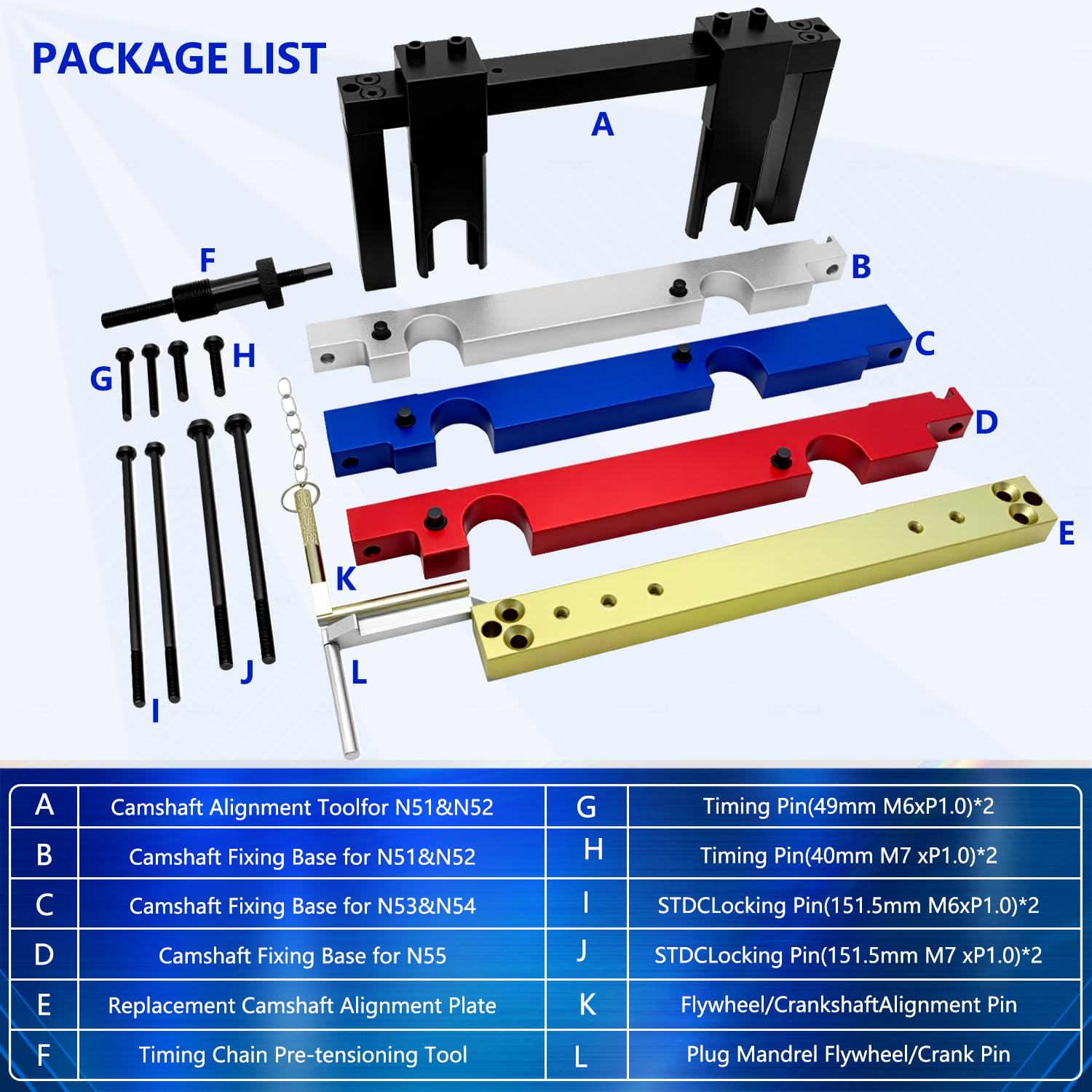 Attrezzi Bmw Kit Bloccaggio Albero A Camme Per BMW M43, M70, M73 - Strumenti Messa In Fase Motore - Made In EU Attrezi Messa Fase BMW - Foto 5