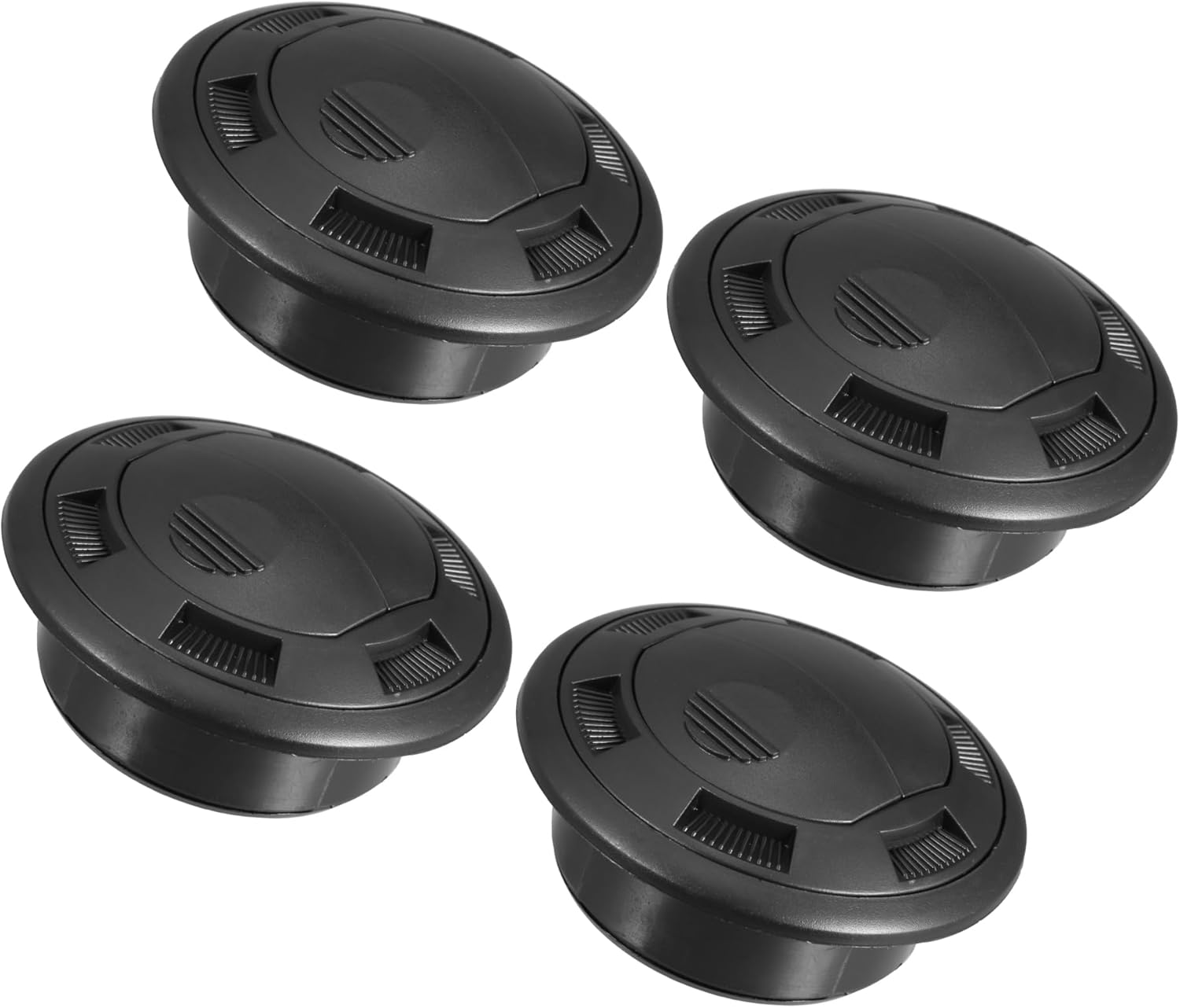 Motoforti Universal AC Air Outlet Vent, Louvered Dashboard Electroplate Knob Vent, 72mm, ABS, Black, 4 Pcs