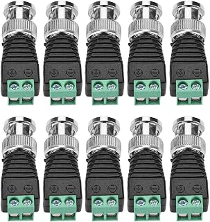 BNC Male Connector BNC to 2 Screw Terminal Solderless Adapter for Transmit CAT5 Coaxial Cable to CCTV Surveillance Camera BNC Male Balun Connector(10 Pack)