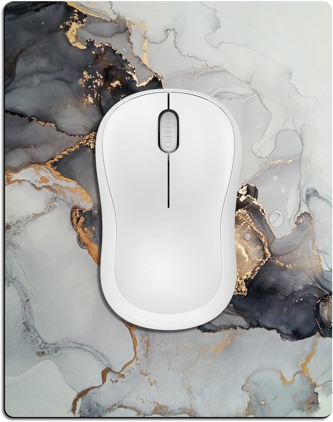Mouse Pads for Mouse and Laptop, Travel Mousepads with Designs – Marble Like, Portable Mousepad with Non-Slip Rubber Base (Black-Gold MARBEL)