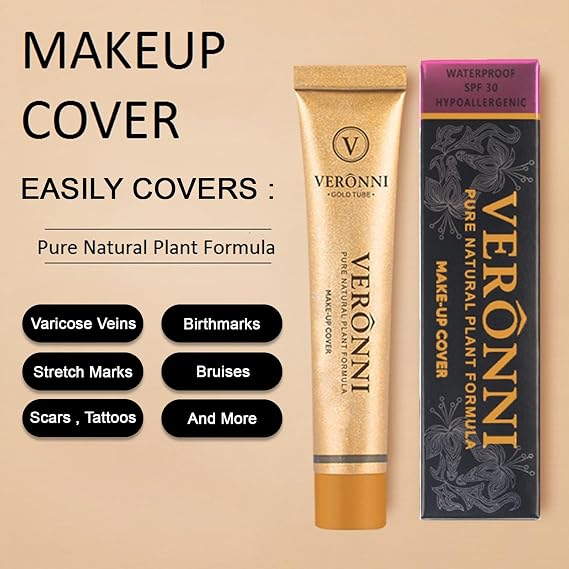 VERONNI Full Coverage Makeup Cover Concealer Tattoo Cover Up Waterproof Foundation Amazing Scar Make Up Concealer SPF 30 1.1OZ/30g (207)
