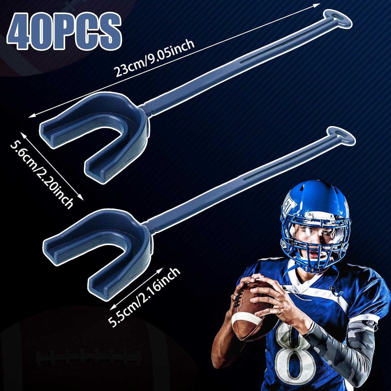 Seematn 40 Pcs Strapped Mouth Guard Bulk Football Mouthguard with Strap Youth Boxing Sports Mouthpieces Adult Mouthguard for Basketball Lacrosse Hockey Wrestling(Blue)