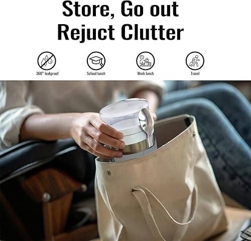 Miniatura 7 de Termo de acero inoxidable para alimentos calientes para niños y adultos, tarro de alimentos aislado a prueba de fugas de 16.9 onzas con recipiente