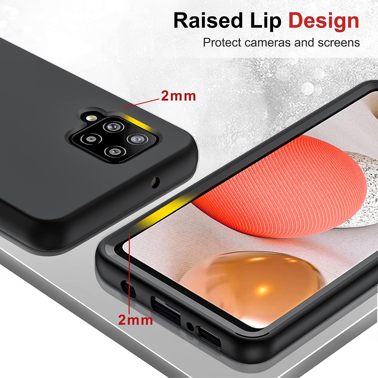 LeYi for Galaxy A42 5G Case, Samsung Galaxy A42 5G Case with [2 x Tempered Glass Screen Protector], Full-Body Shockproof Soft Liquid Silicone Hybrid Protective Phone Case for Galaxy A42, Black