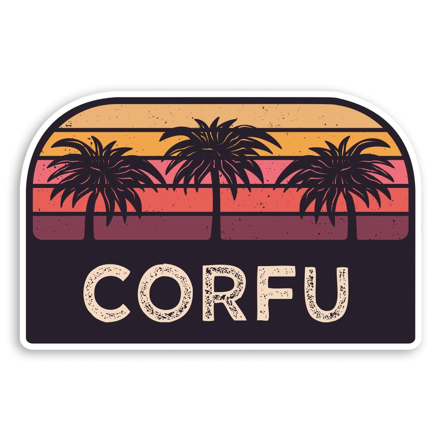 2 x 10cm Rustic Corfu Vinyl Stickers - Greece Travel Luggage Sticker #31533 (10cm Wide)