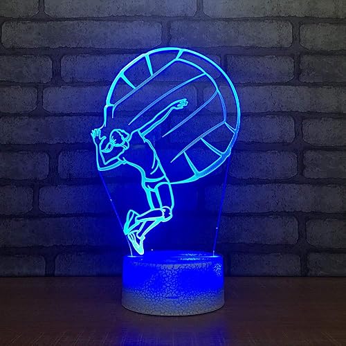 Lámpara de luz nocturna de voleibol 3D, ilusión de 7 colores cambiantes, interruptor táctil, decoración de escritorio, lámparas LED regalo de