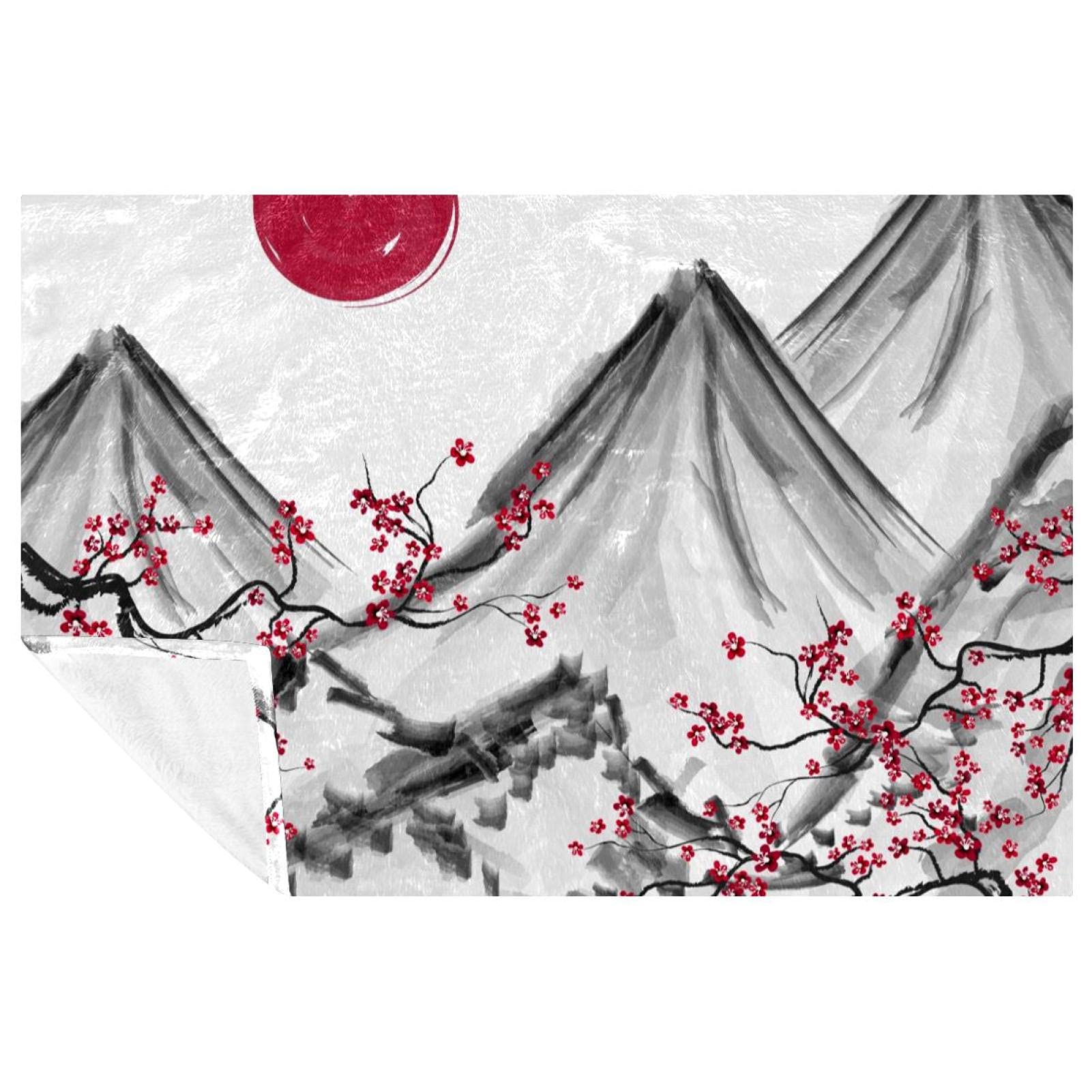 Couverture chaude contre le froid plaid japonais cerisier pour lit et canapé