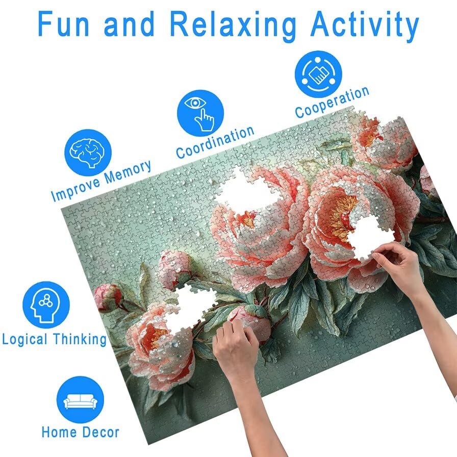 Puzzle 5000 Pezzi, Puzzle Fiore per Adulti, Peonia Puzzles in Legno con Squisita Scatola di Imballaggio, Puzzles in Legno Impegnativi per Famiglie, per Decorazioni Casa, Regalo Donna/Uomo, -5056