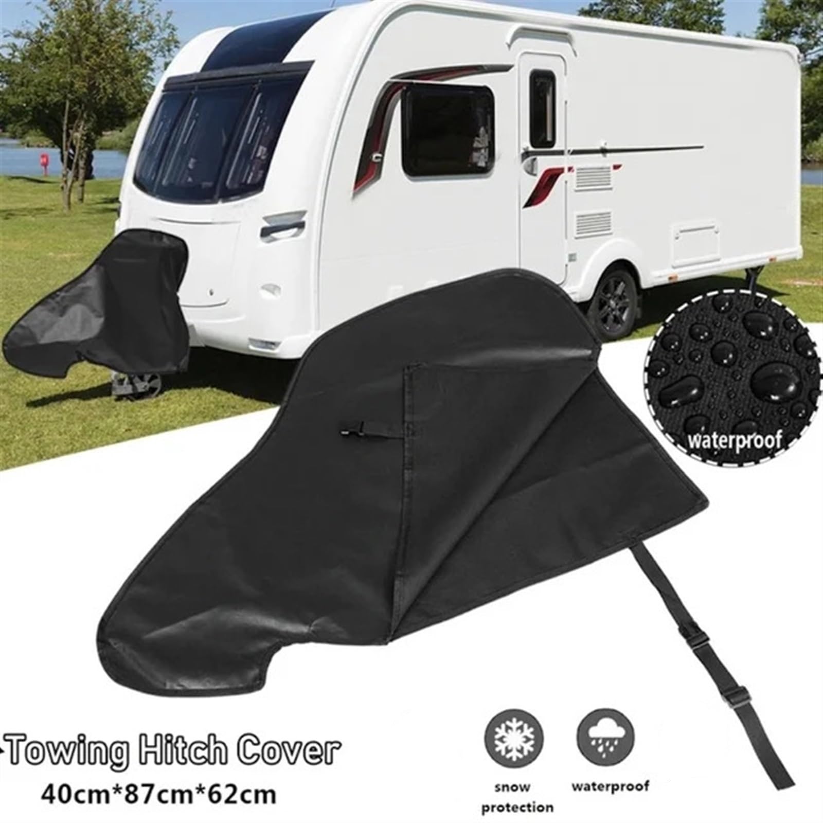 Deichselabdeckung Universal wasserdichte Oxford Abschleppen Caravan Hitch Abdeckung RV Wohnmobil Anhänger Tow Ball Kupplung Schloss Schutz(Thickened)