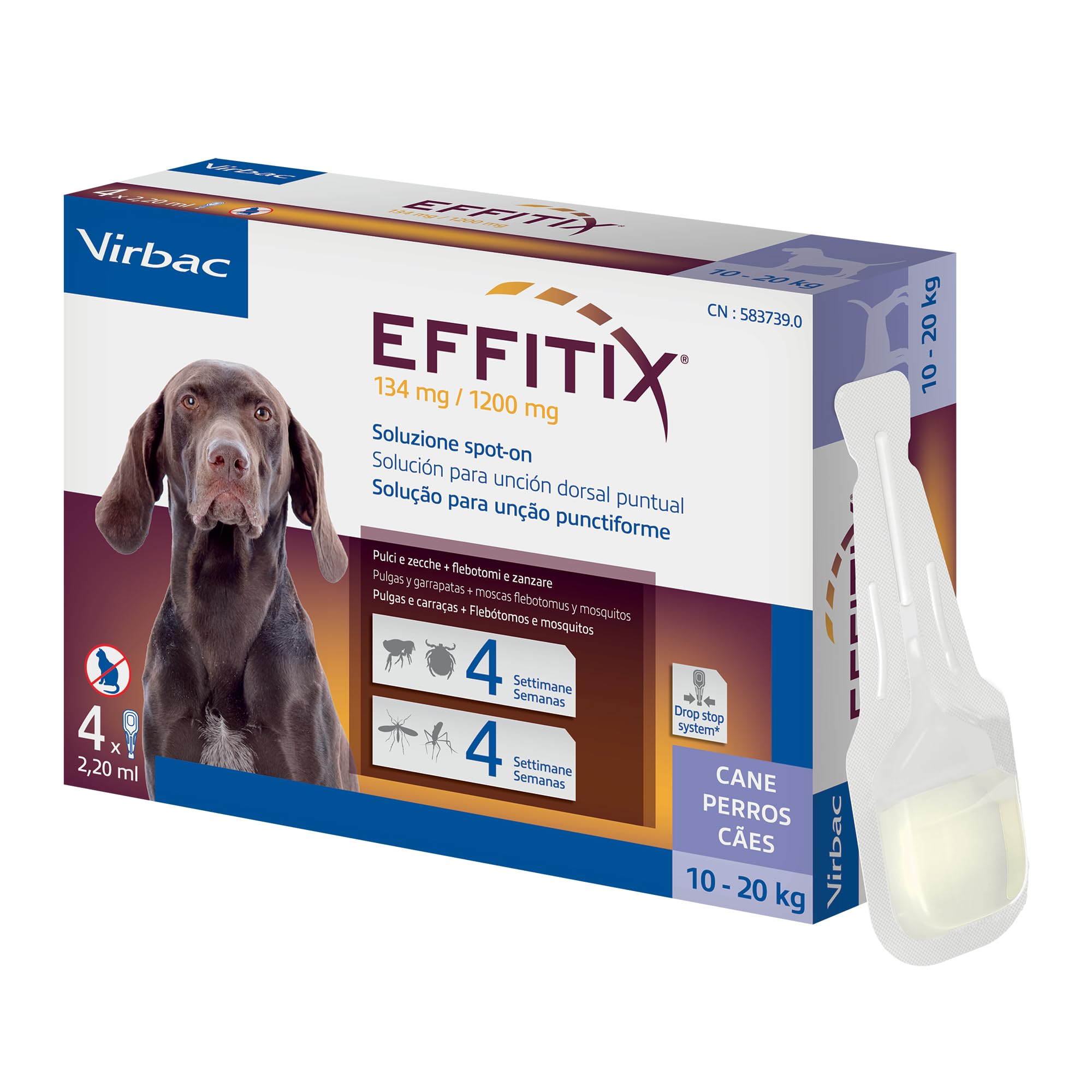 Virbac EFFITIX Spot on M (10-20kg) Antiparassitario per Cani 24 Pipette