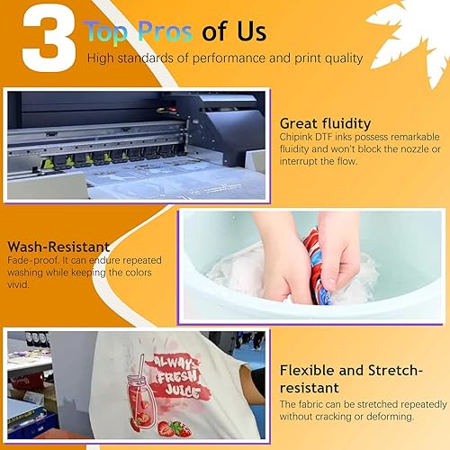 Miniatura 3 de Chipink Tinta DTF blanca 1000ML para impresora DTF cabezal de impresión L1800 ET-8550 P800 R1390 XP15000 XP600 DX5 i3200, alta fluidez sin