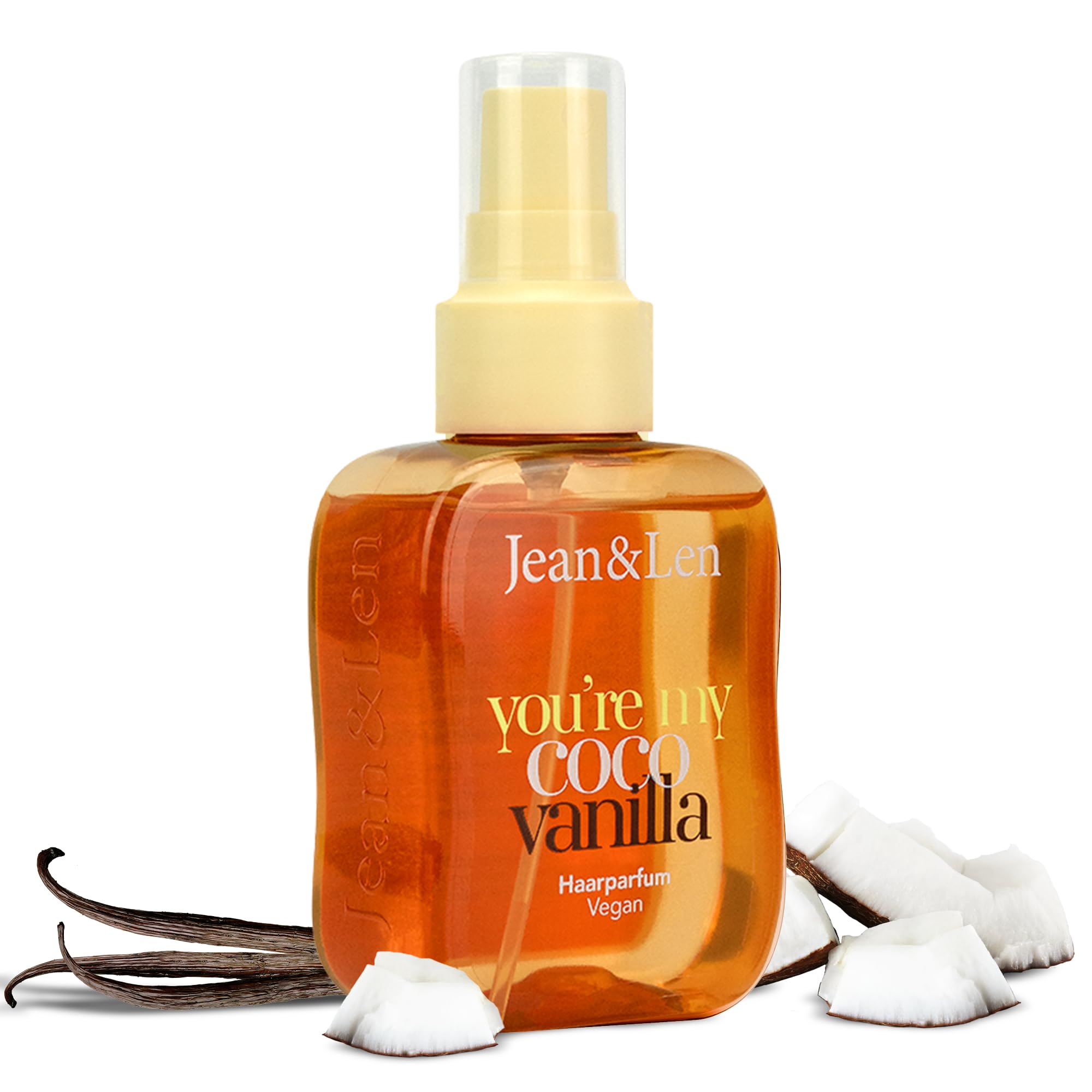 Jean & Len parfum pour cheveux you're my coco vanilla, odeur de coco & de vanille douce, formule de soin, convient à tous les types de cheveux, n'alourdit pas les cheveux, 105 ml