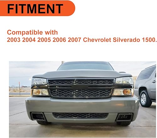 Miniatura 2 de ECOTRIC Juego de conductos de aire de pinza de parachoques compatible con Chevrolet Silverado 2003-2007, 1500 pares de fibra de carbono, estilo