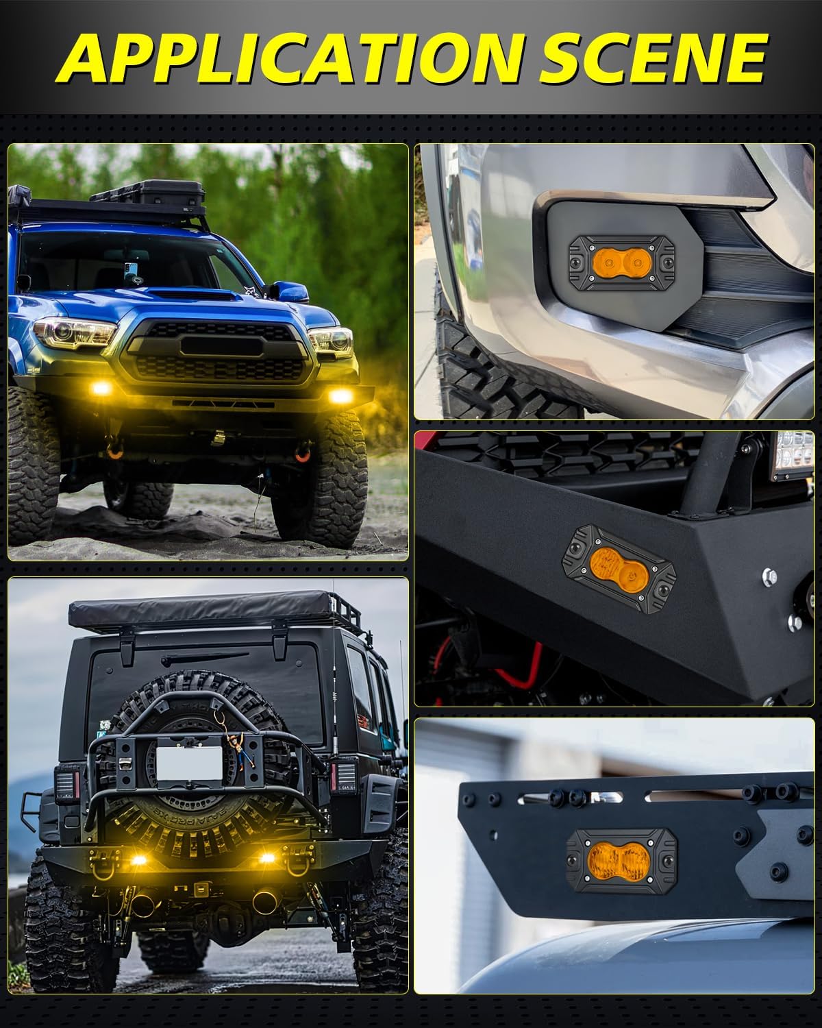 Amber Flush Mount LED Pods, AKD Part Flood CREE LED Flush Mount Fog Lights 40W Amber Chase Lights Bumper Driving Backup Reverse Light Pods for Trucks Pickup SUV UTV ATV Snowmobile