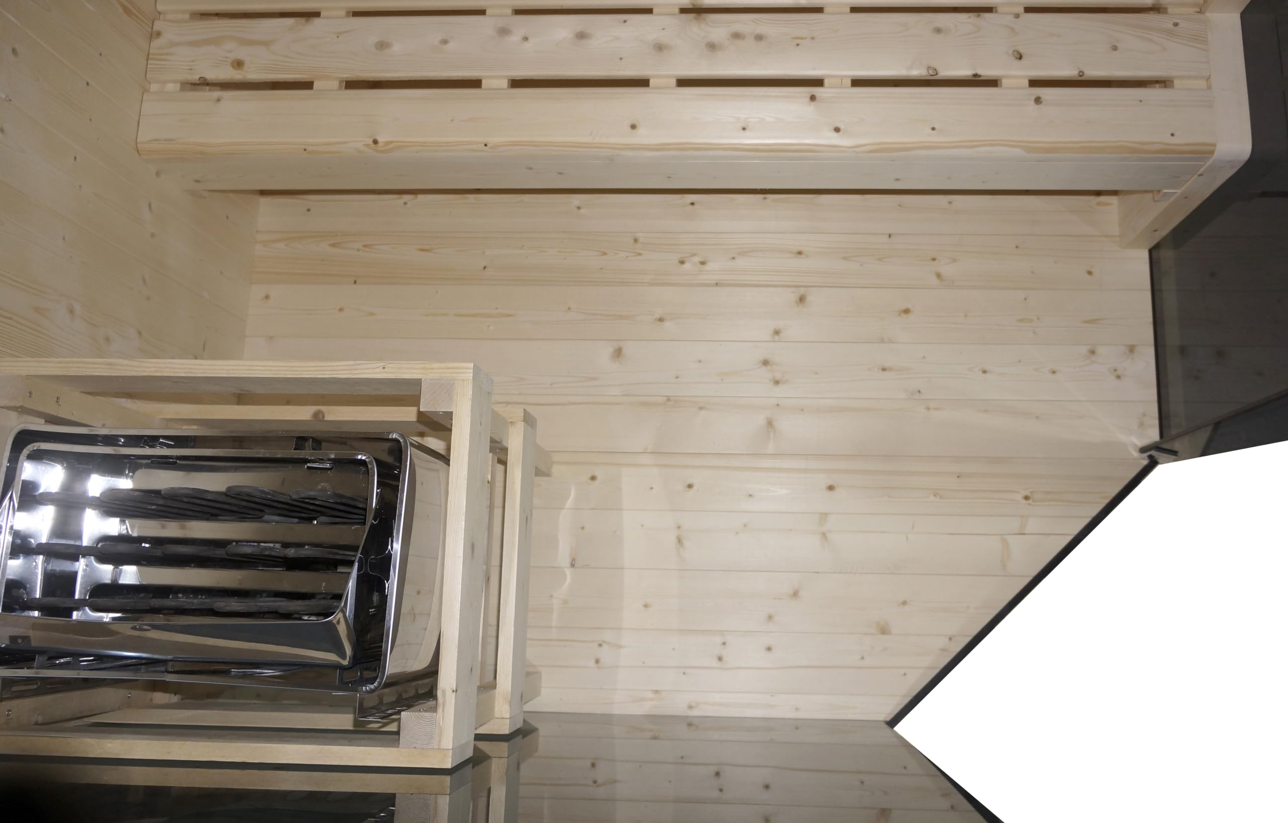 SANOTECHNIK Sauna FALUN XL für 2–3 Personen, Innensauna aus Fichtenholz mit 6,0 kW Harvia Saunaofen, Saunasteine & Zubehör, getöntes Sicherheitsglas, 150 x 150 x 200 cm