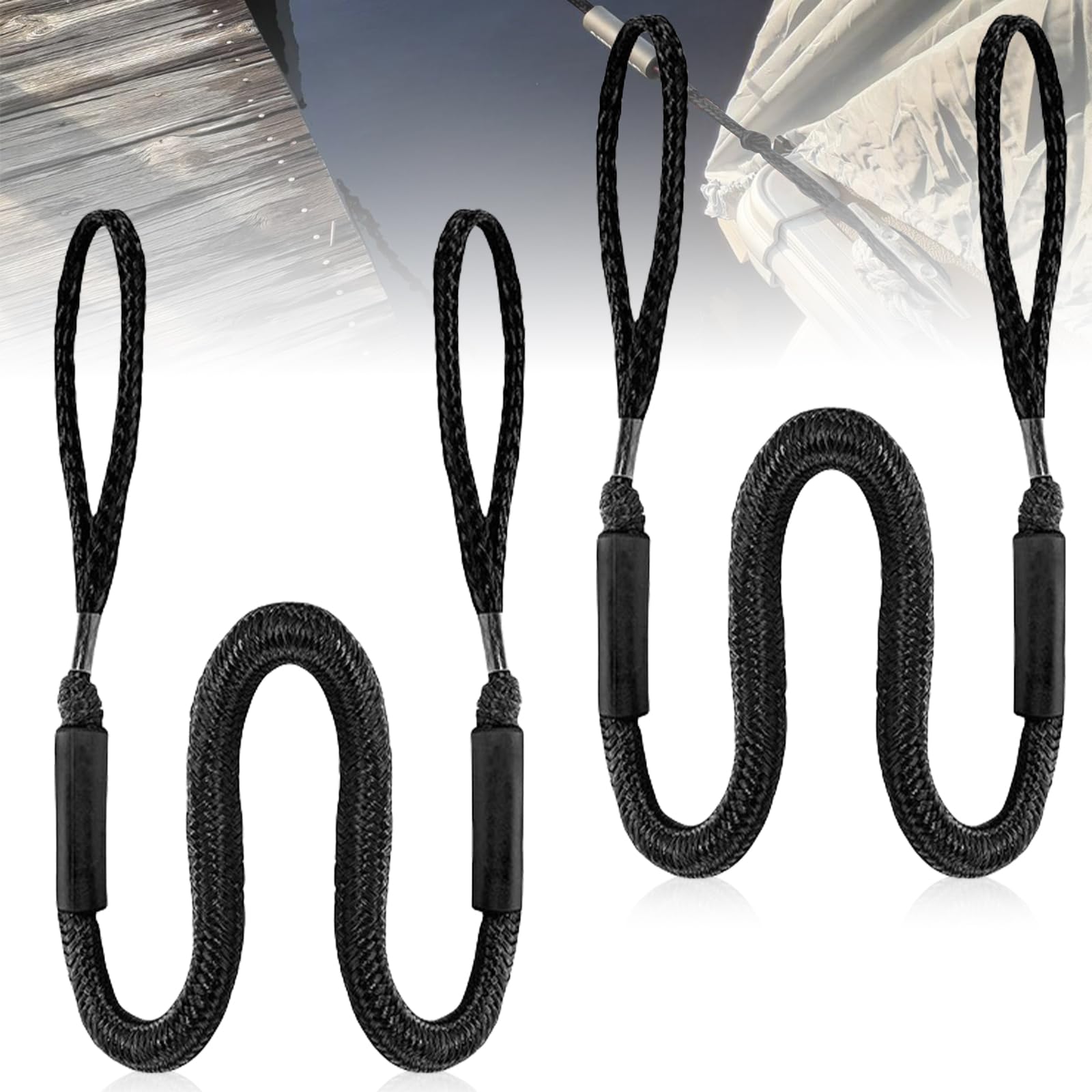 2 Pezzi Bungee Dock Line, Fune Di Traino Per Imbarcazioni Marine Elastiche, Bungee Dock Con Gancio Line, Cima Da Ormeggio, Ancoraggio Bungee Accessori Per Barche, Moto D'acqua, Kayak, Pontone (Nero)
