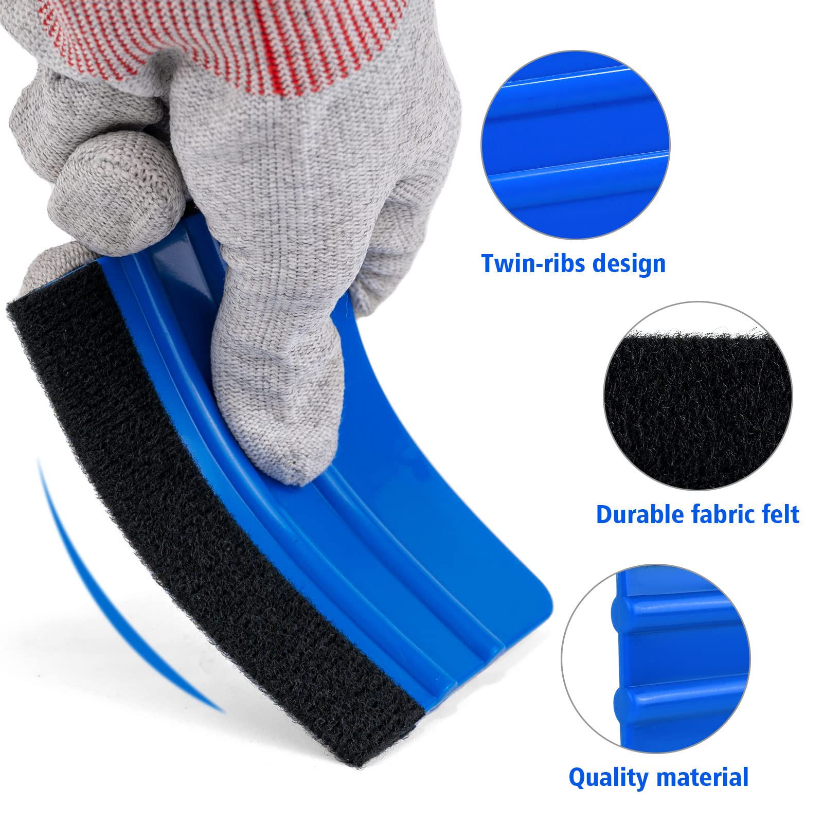 NEWISHTOOL 100 Stück Vinyl-Rakel für Vinyl, flexibler Kunststoff-Rakel mit Stofffilz für Vinylfolie und Blasenentfernung, grafische Aufkleber, Schaber, klassische Vinyl-Wickelwerkzeuge