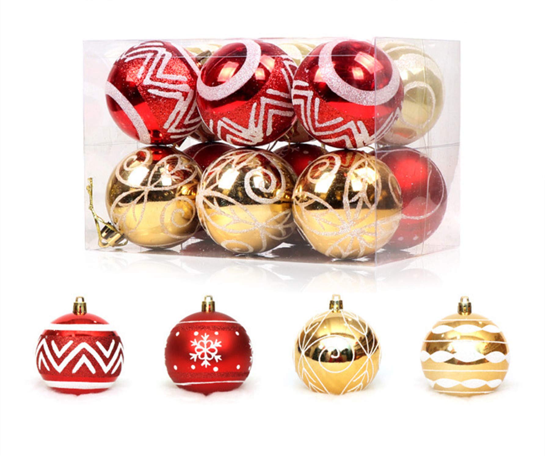 Ulalaza 60mm/2.36" Xmas Tree Balls Small Shatterproof Hanging Ball Christmas Decorations