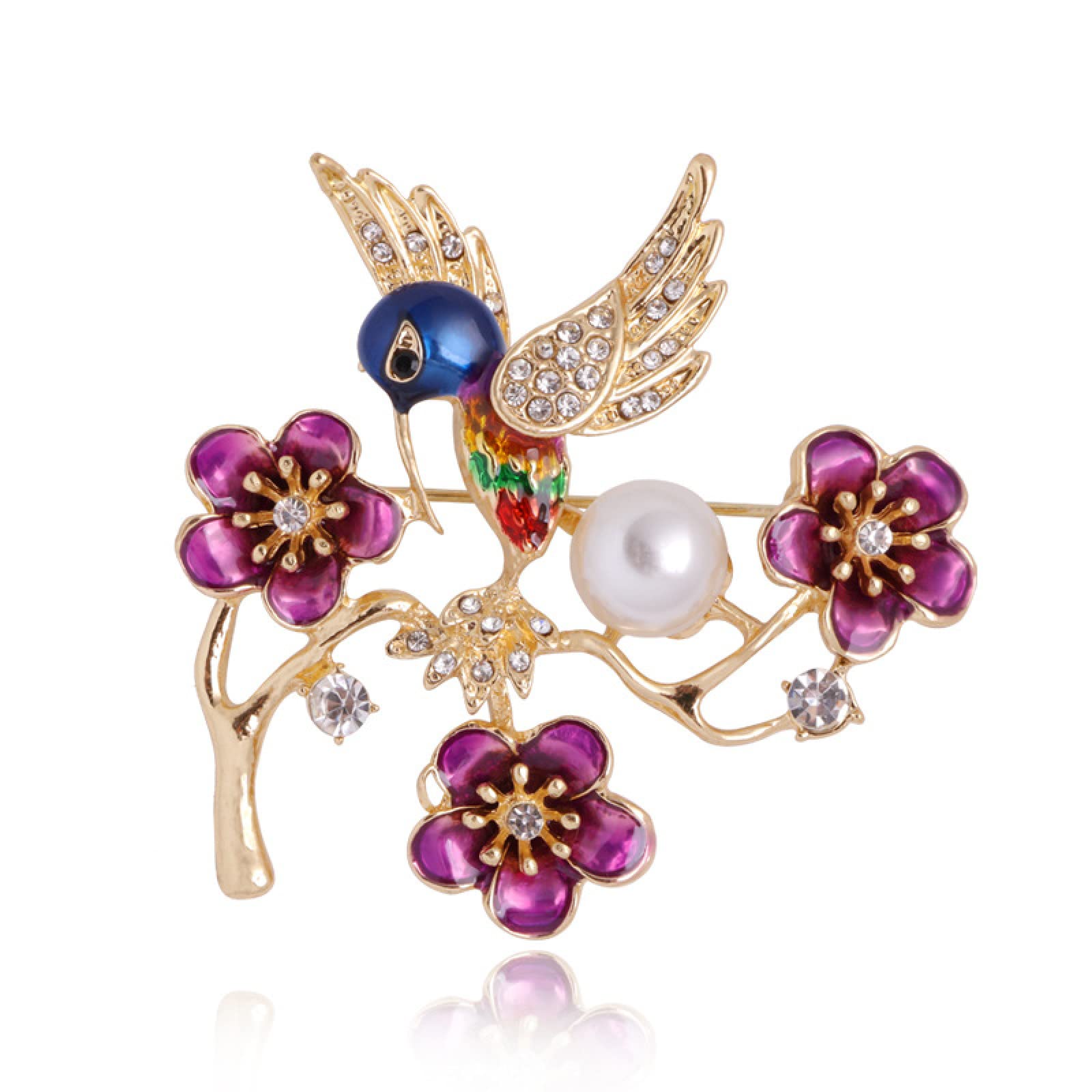 Broche Pin Pins Broches for Faldas Suéter Bufanda Solapa Sombrero Color Goteo Pintado Al Óleo Pájaro Rama Broche 4.5 * 5Cm 聽 Insignia