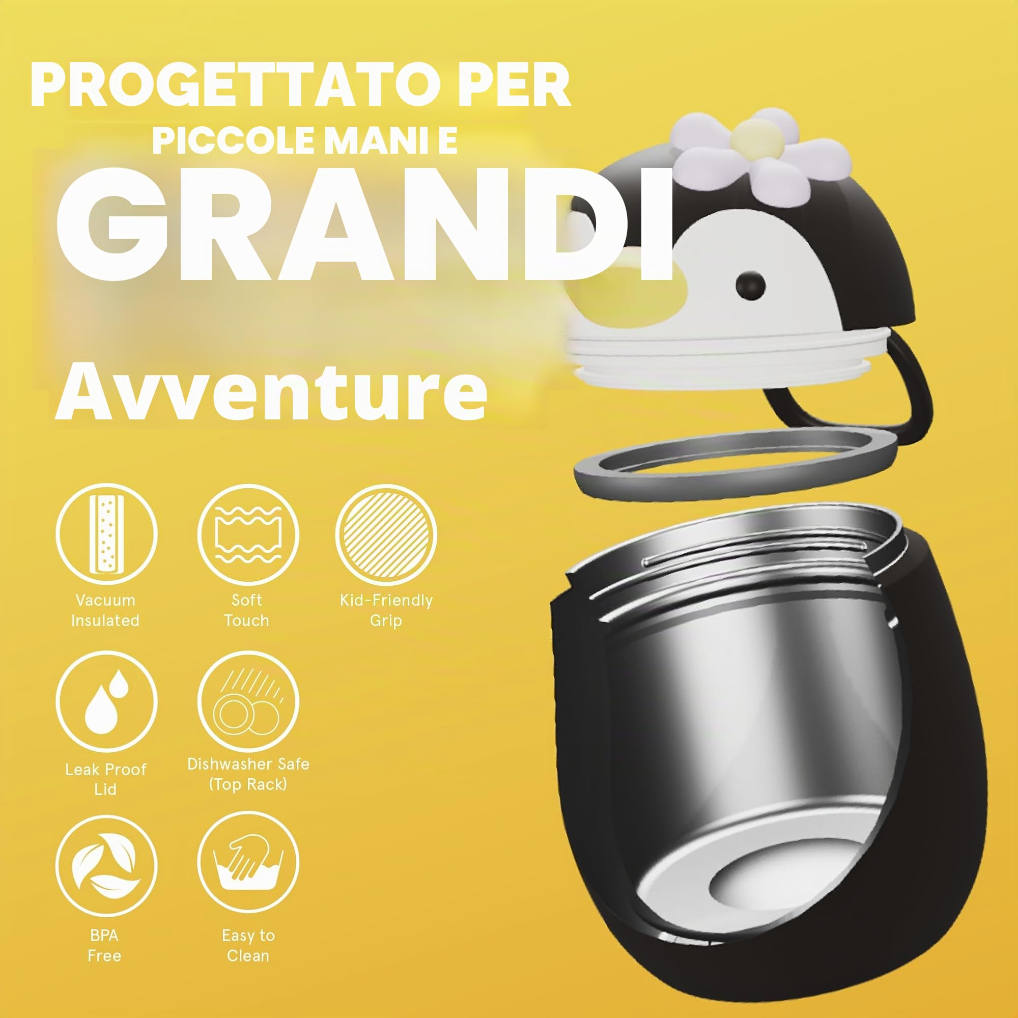 Bestie Foodie - Barattolo isolato per bambini, in acciaio inox senza BPA, a prova di perdite e sigillato all'aspirapolvere, mantiene il cibo caldo o freddo