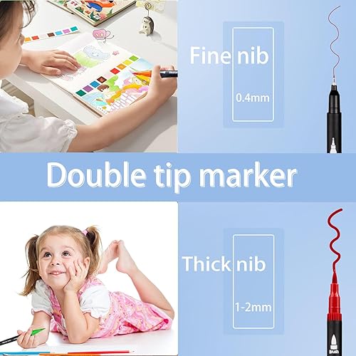 Miniatura 10 de Tommax Marcadores de contorno de doble línea, 24 unidades, marcadores metálicos brillantes para tarjetas de regalo, pintura roca, madera, cerámica,