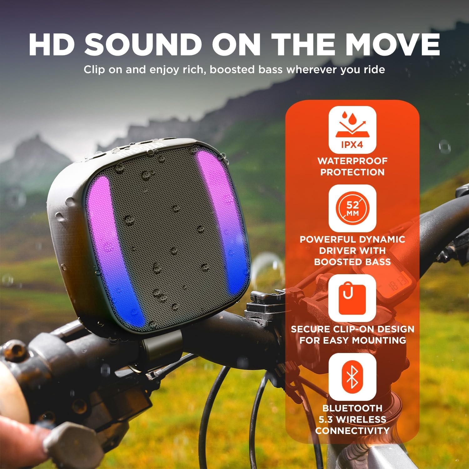 HyperGear Clip on Small Bluetooth Speaker – Bluetooth Mini Speaker with Mic & FM Radio, E-Bike Accessories for Adult Bikes, Electric Scooter Accessories, Waterproof Wireless Biking Speakers HyperGear Clip on Small Bluetooth Speaker – Bluetooth Mini Speaker with Mic & FM Radio, E-Bike Accessories for Adult Bikes, Electric Scooter Accessories, Waterproof Wireless Biking Speakers