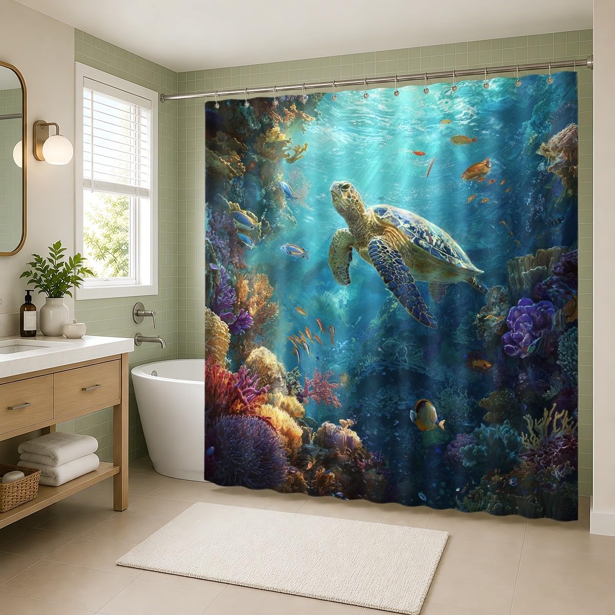Mondiale Tenda da Doccia 240x200 cm Poliestere Antimuffa e Lavabile