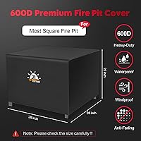 Vista 2 de Zettum Cubierta para Fogata Cuadrada de 28 Pulgadas - Cubierta para Fogata al Aire Libre Resistente e Impermeable, Cubierta para Mesa de Fuego