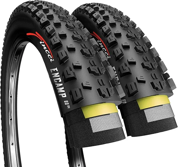 Fincci Encamp 27.5 x 2.25 Bike Tires - Foldable Kevlar 27.5 Mountain Bike Tires with 1mm Nylon Puncture Resistant - Black 27.5" 57-584 Fast Enduro Tread for Electric, Folding,Hybrid Bikes 60 TPI