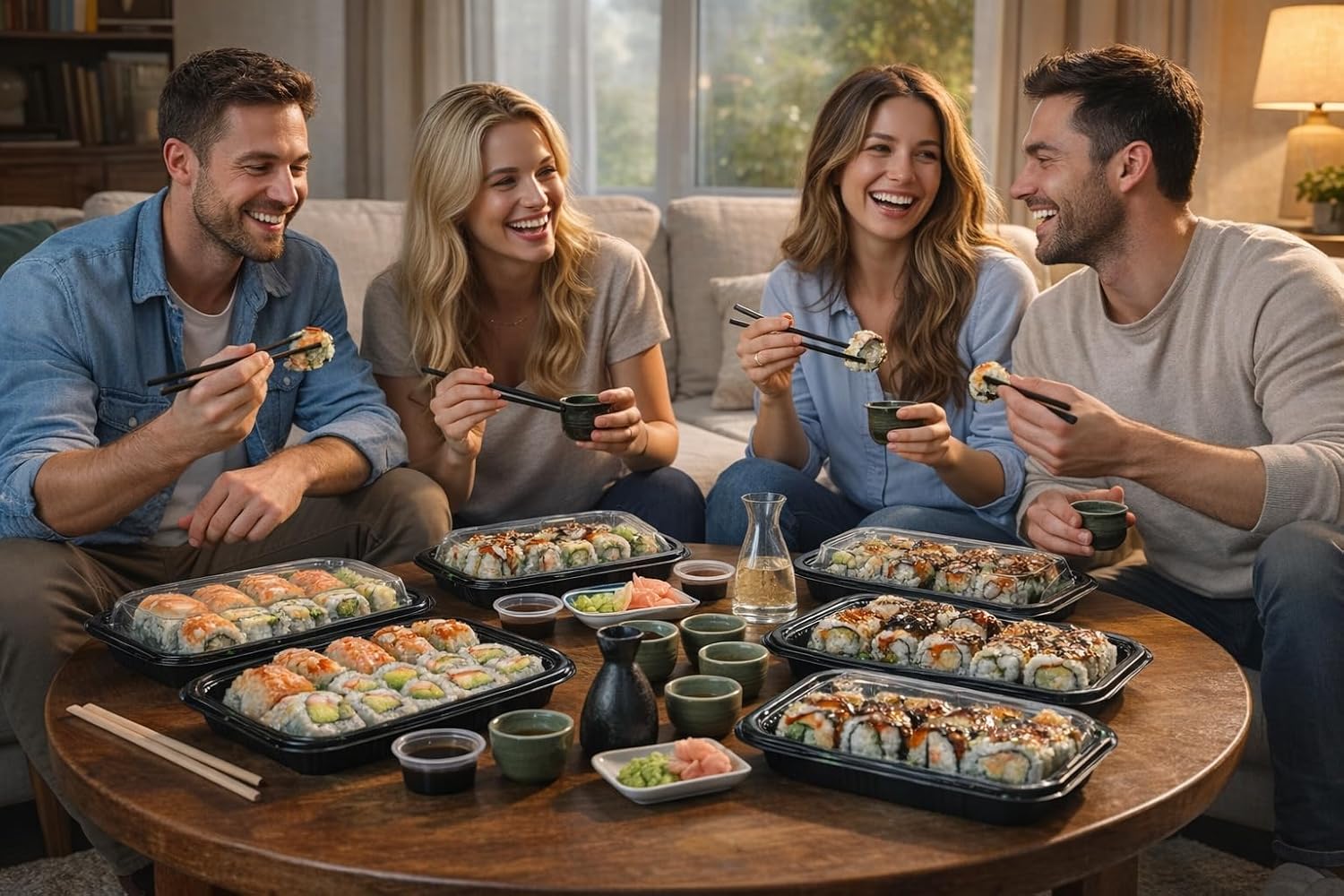 Sushi Containers with Lids, Disposable Sushi Tray for Takeout, Meal Prep & Party Serving, Leak Resistant Stackable Food Container – [Size] (Large – 9.2" x 6.5" (825, 4 Rolls) – 100 Pack)