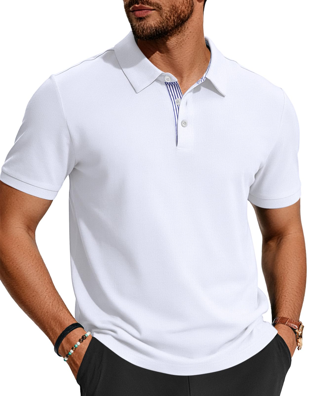 Herren Poloshirts-Business Kurzarm Polo Shirts 100% Baumwolle Sommer Freizeit T-Shirt Klassisches