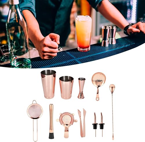 Miniatura 8 de Juego de coctelera de 11 piezas, kit de camarero, juego de coctelera de Martini y colador, juego de herramientas de barra de cóctel colador de acero